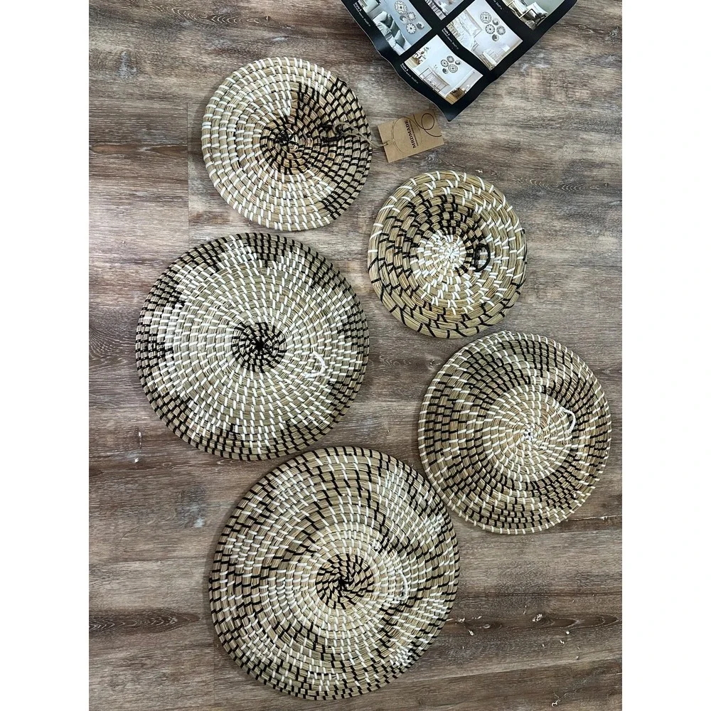 MRDMADE wall art decor baskets set of 5 Handmade natural Woven Boho